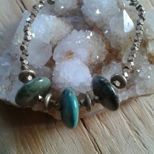 Free People Turquoise and Brass Heshi Necklace